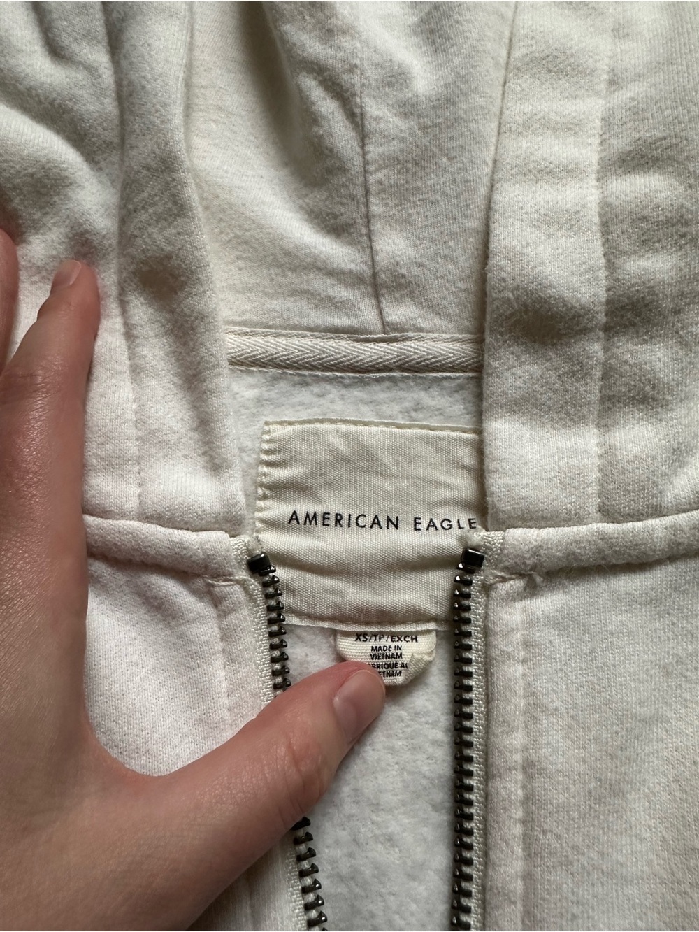 American Eagle Outfitters Off-White Hooded Zip Jacket - Picture 2 of 6